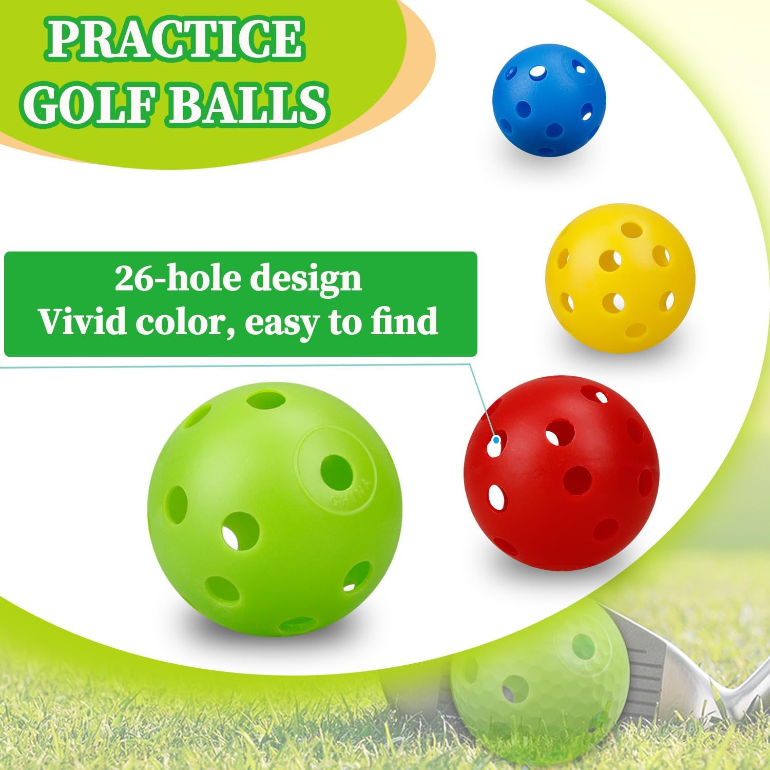 24Pcs 42MM 기류 컬러 플라스틱 골프 연습 공  - Practice Equipment For Golf 리뷰 및 가격